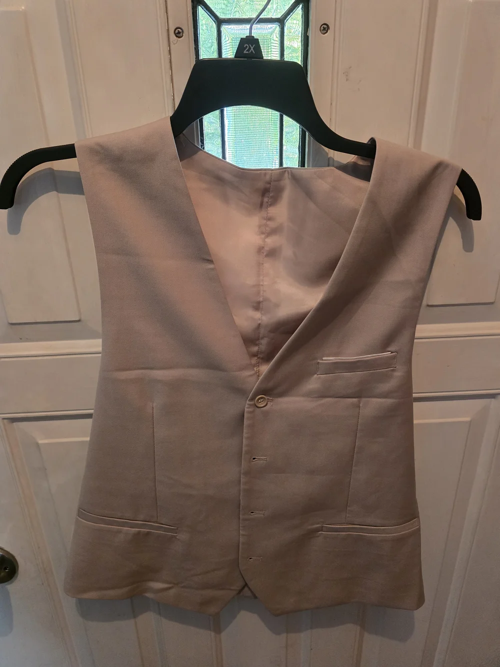 3 Piece Men's Tailored Beige Blazer and Vest Set With Pants